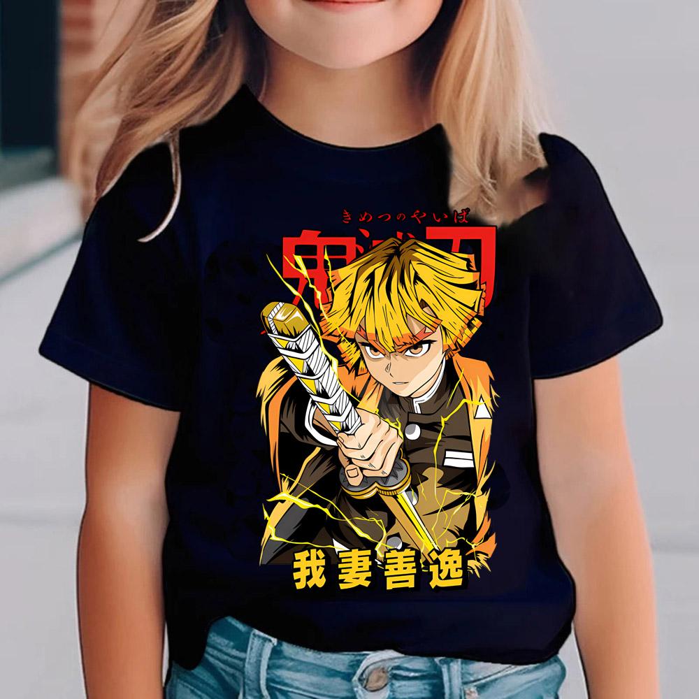 Çocuklar İçin Demon Slayer Tişörtleri Anime Çizgi Film Kısa Kollu Gömlek Erkek Kız Yazlık Kimetsu No Yaiba Üst Çocuk Kıyafetleri Hediyeler