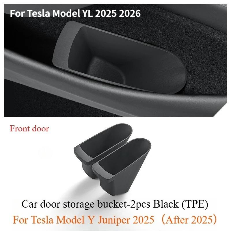 For Tesla Model Y/YL Juniper 2026 Car Door Trash Can TPE Door Side Storage Organizer Glove Box Model 3 Highland Car Accessories