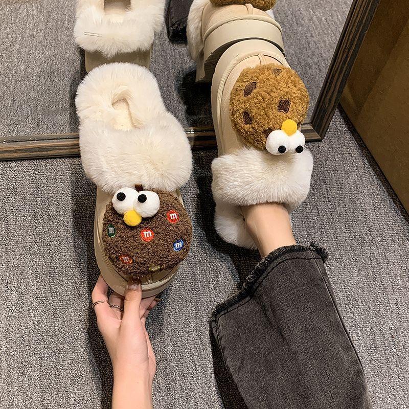 Fairy style high-end soft-bottomed cotton slippers 2025 autumn and winter new fashionable and cute thick-bottomed fluffy slippers women's outer wear
