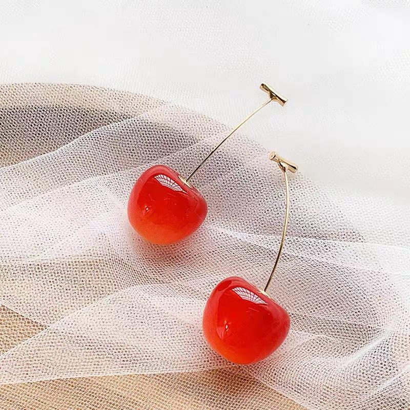 

925 Sterling Silver Cherry Long Fashion Earrings - High-End, Versatile & Individual Design