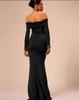 2025 Spring European & American Women's Solid Color One-Shoulder Long Sleeve Slim Fit Dress
