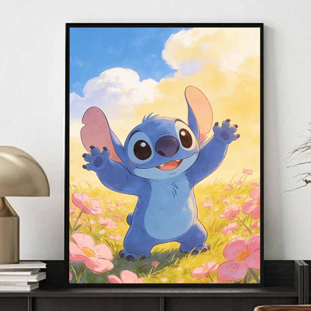 Disney Diamond Painting 5D DIY Full Circle Diamond Painting Kit Stitch Flower Field Home Bedroom Wall Decor Crafts