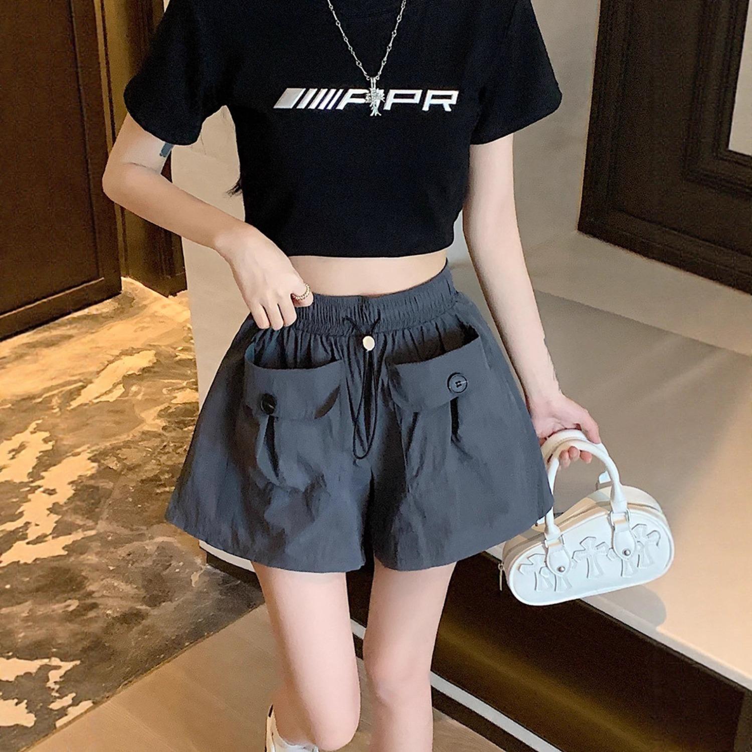 Women s High Waist Cargo Shorts Loose Fit Summer Casual Pocket Shorts Pants S