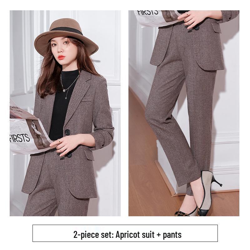 

Gray Woolen Women s Plus Size Suit Set - Autumn/Winter Elegant Thick Casual XXXXL (140-148 Jin)