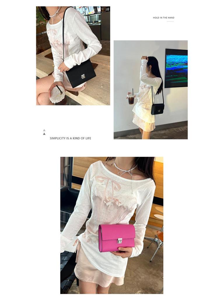 Geantă de umăr mică tip messenger din piele de vacă pentru femei, cu model palmier