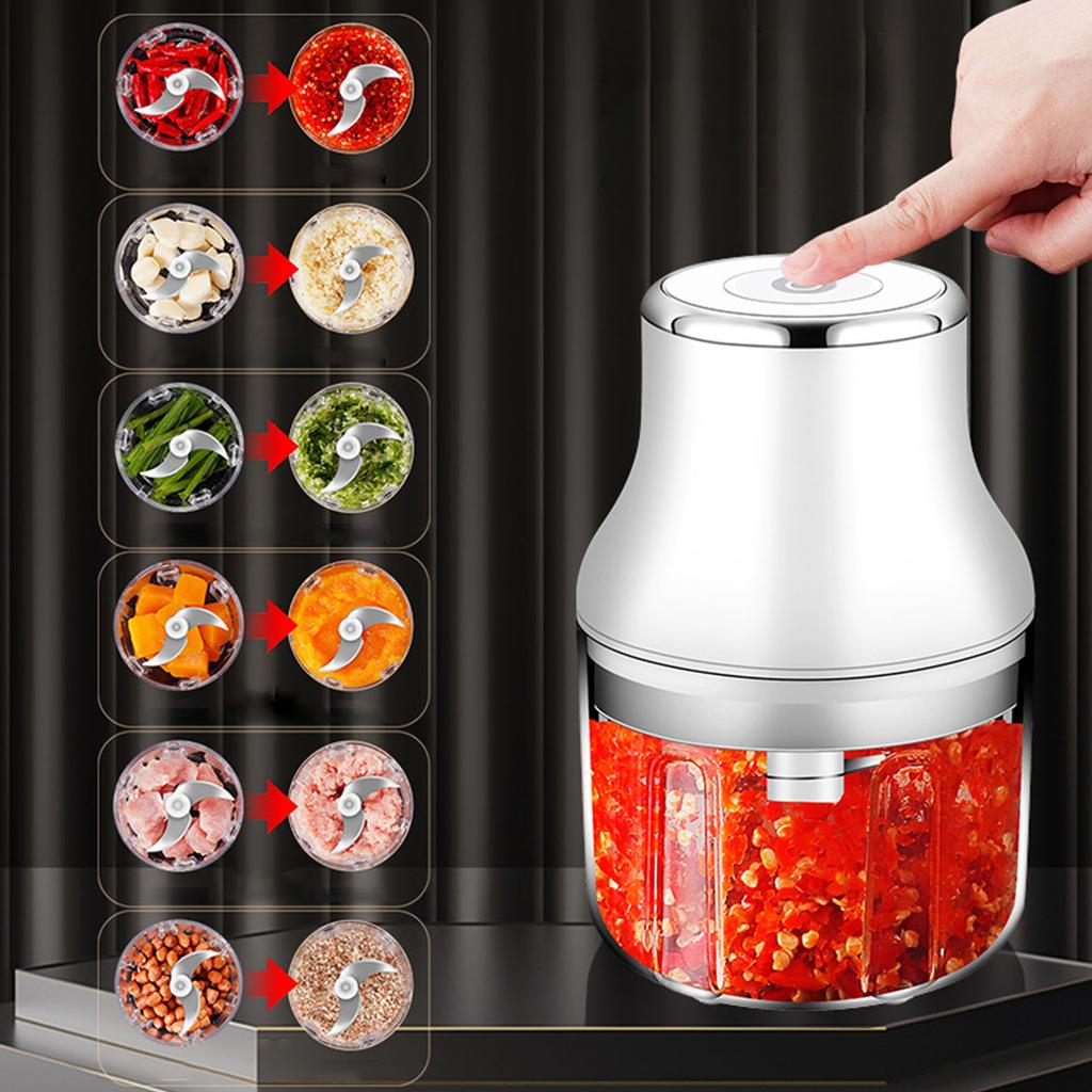 USB Rechargeable Mini Garlic Chopper Powerful Food Processor for Vegetables and Meat Wireless Mincer Kitchen Appliance