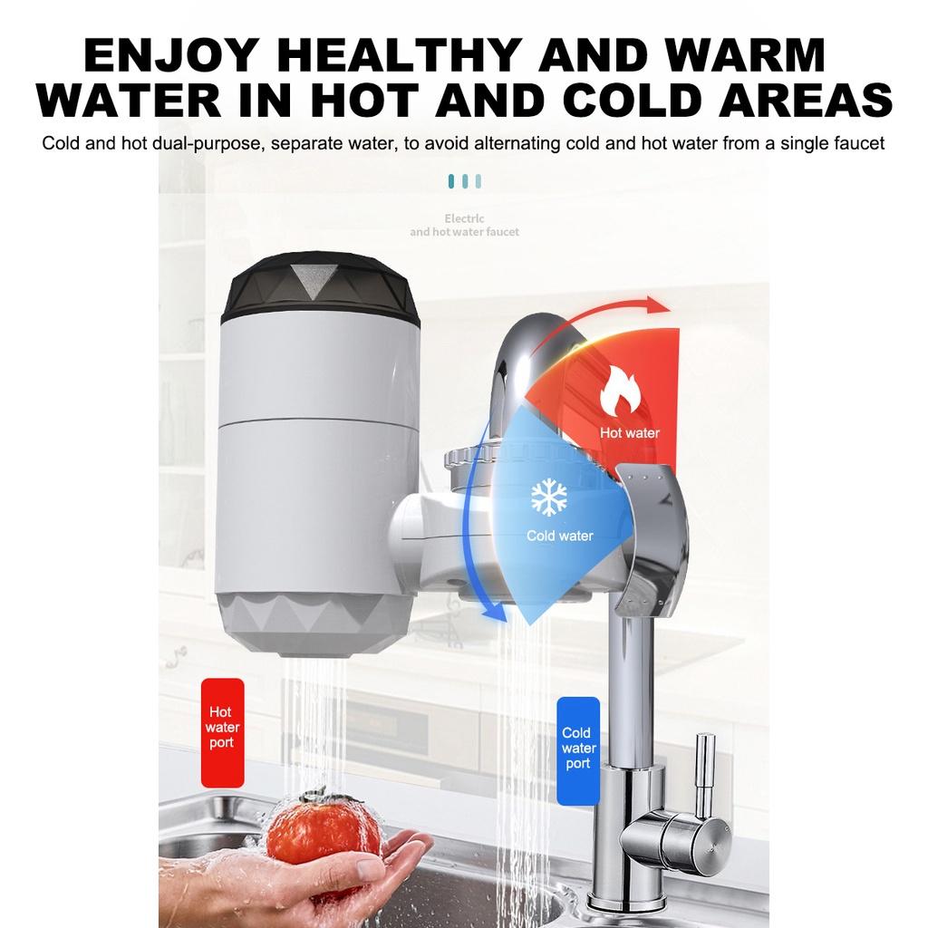 AC 220V Electric Hot Faucet Water Heater Kitchen Cold Heating Faucet Tankless Digital Instantaneou Water Tap With Adapter