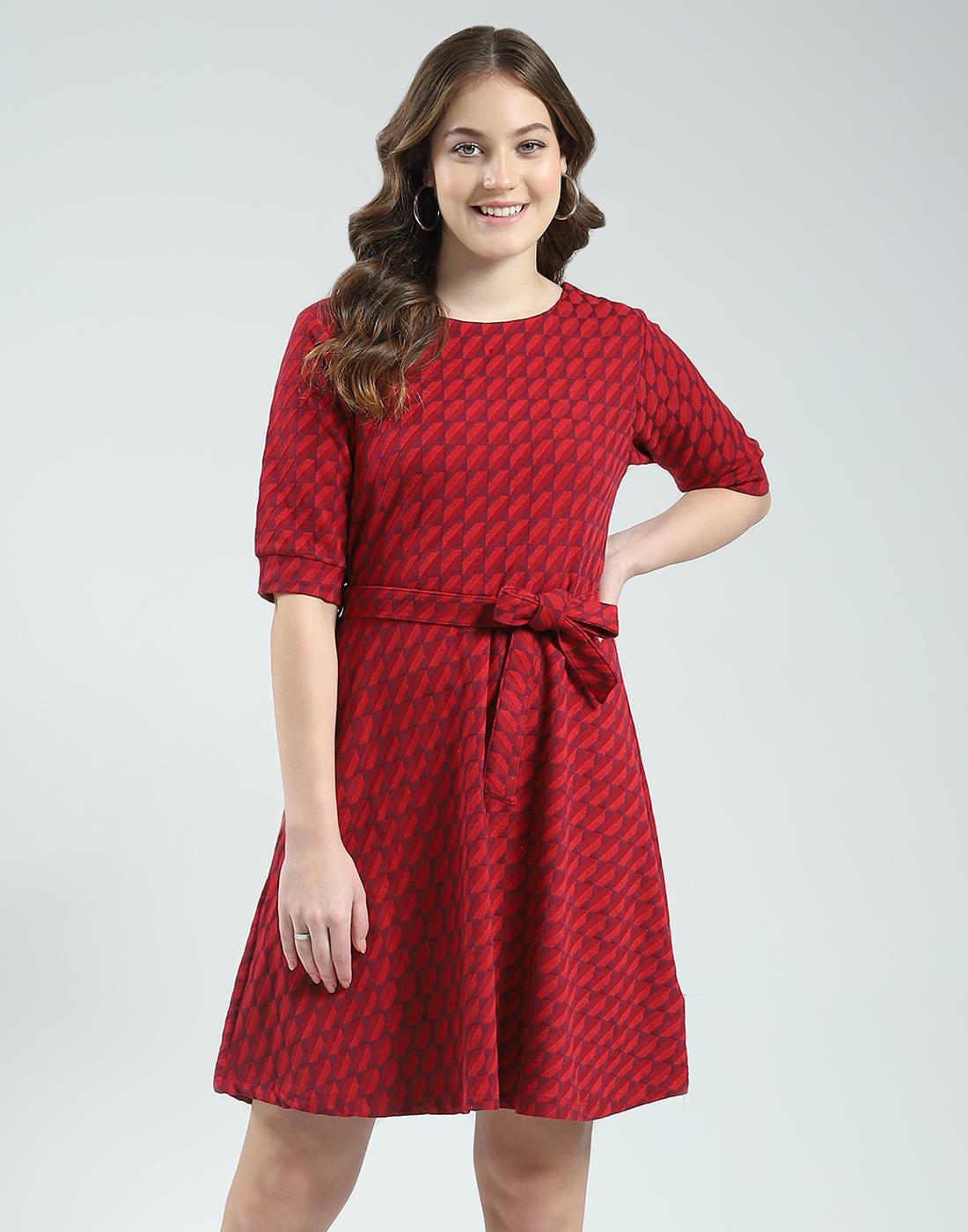 

Monte Carlo Women Regular Fit Self Designed Western Dress XL красный