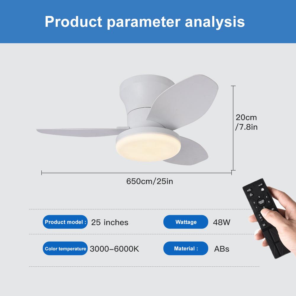 

Nordic Mute 4-leaves Ceiling Fans Remote Control Bedroom Study Room Dining Room Modern Minimalist Ceiling Fan Lights Commercial белый