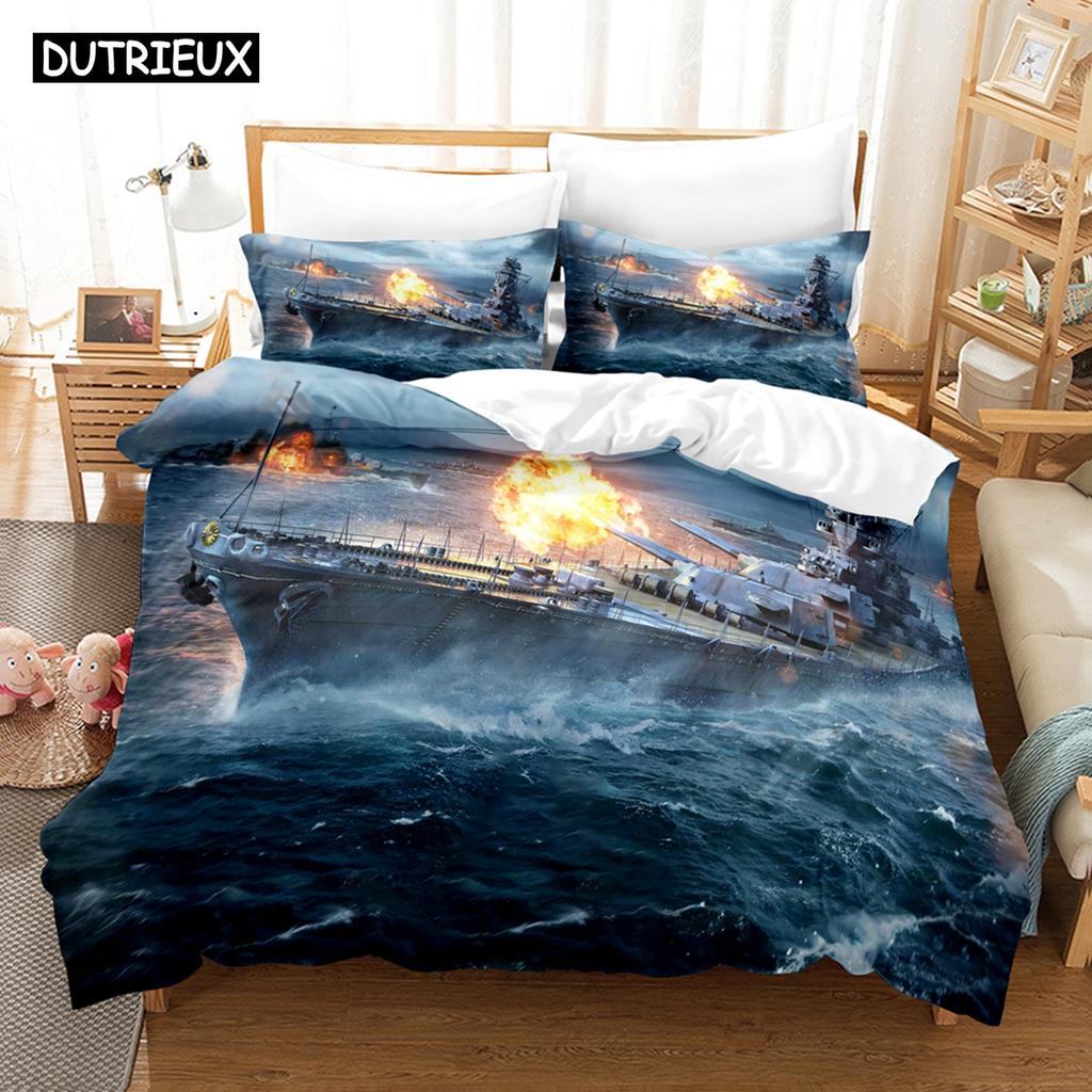 3D World Of Warships Bedding Sets Duvet Cover Set With Pillowcase Twin Full Queen King Bedclothes Bed Linen