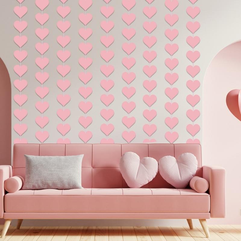 6/8Pieces Love Heart Ornament Valentines Day Heart Hanging Strips For Valentines Day And Wedding Decoration