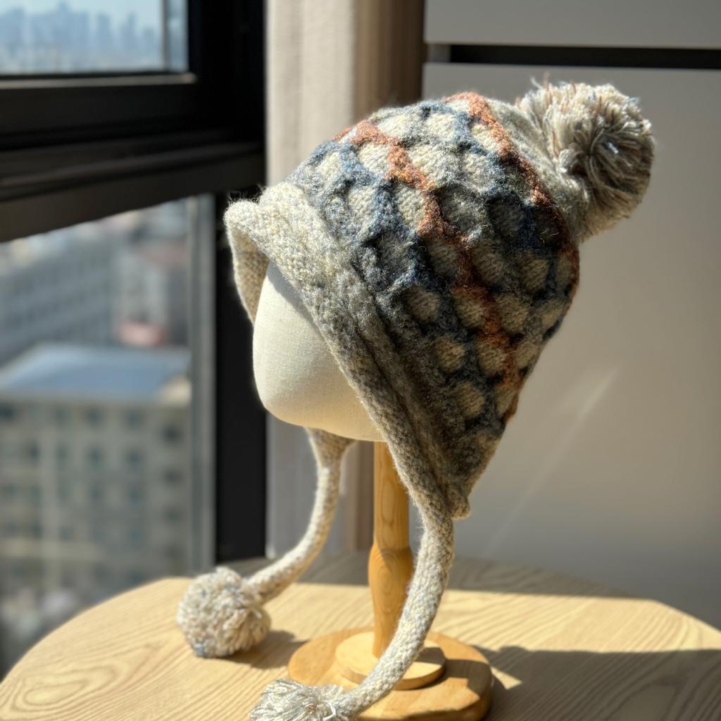 Knitted Hat for Women All Match Warm and Cold Proof Ear Protection Pullover Hat in Autumn and Winter Big Head Circumference Small Face