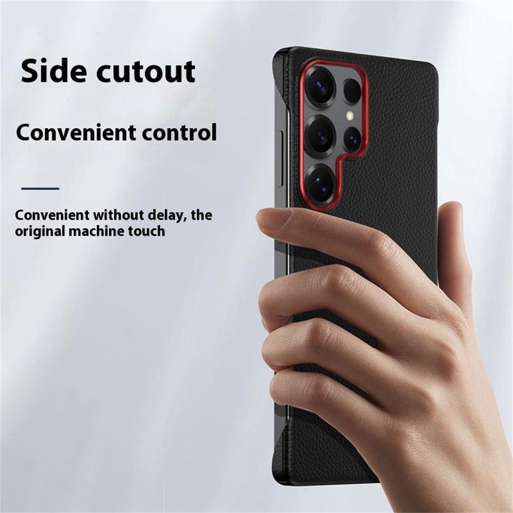 For Samsung Galaxy S25 Ultra Case Borderless Slim Anti Drop Leather Texture PC Phone Back Cover