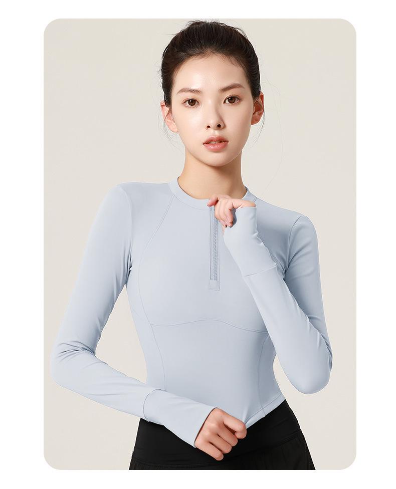 Hochelastisches Taillenlanges Langarm Nude Yoga-Top für Laufen und Fitness