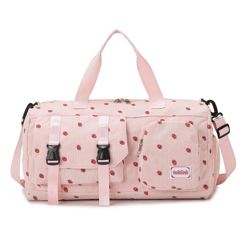 

Large Capacity Travel Bag Cherry Printed Storage Bag Crossbody Multifunctional Fitness Bag Shoulder Portable Yoga Bag рожевий