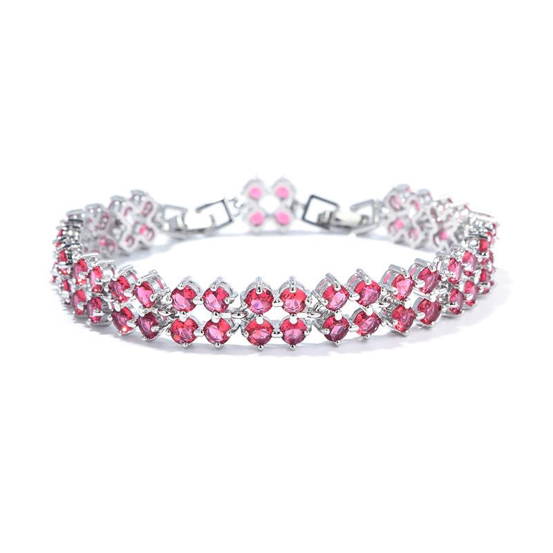 Luxury Inlaid Colored Gemstones Roman Bracelet Synthetic Cubic Zirconia Colored Diamonds Crystal Zircon Party Versatile Bracelet