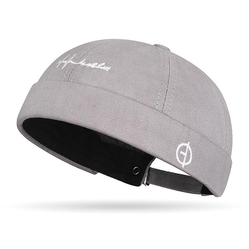 Embroidered Letter-patterned Hipster Hats Without Brims and Melon Rind Hats for Men and Women Street Hip-hop Style Domed Landlord Hats