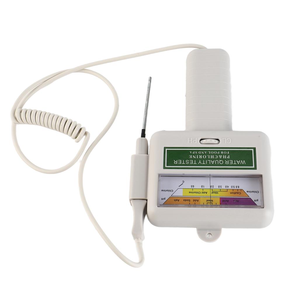Swimming Pool Water Quality Tester 2 In 1 PH CL2 Detector with Display Screen for Spa Aquarium Hydroponics White