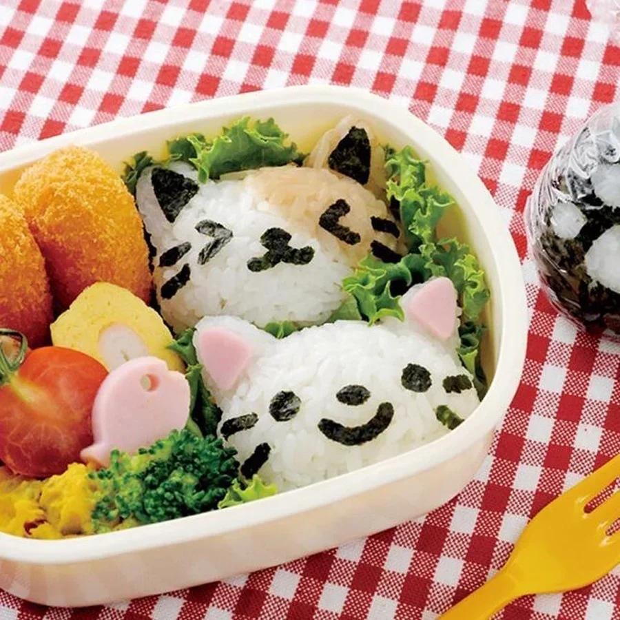 1 Sada Roztomilá Usmívající se Kočka Forma na Sushi Rýži Dekor Kráječ Sendvič DIY Nástroj Japonská Rýžová Koule Vánoční Strom Halloween Dýňové Formičky