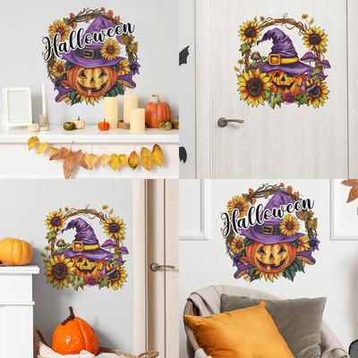 Halloween Pumpkin Flower Basket Sunflower Bedroom Living Room Study Home Decoration Stickers Self-adhesive