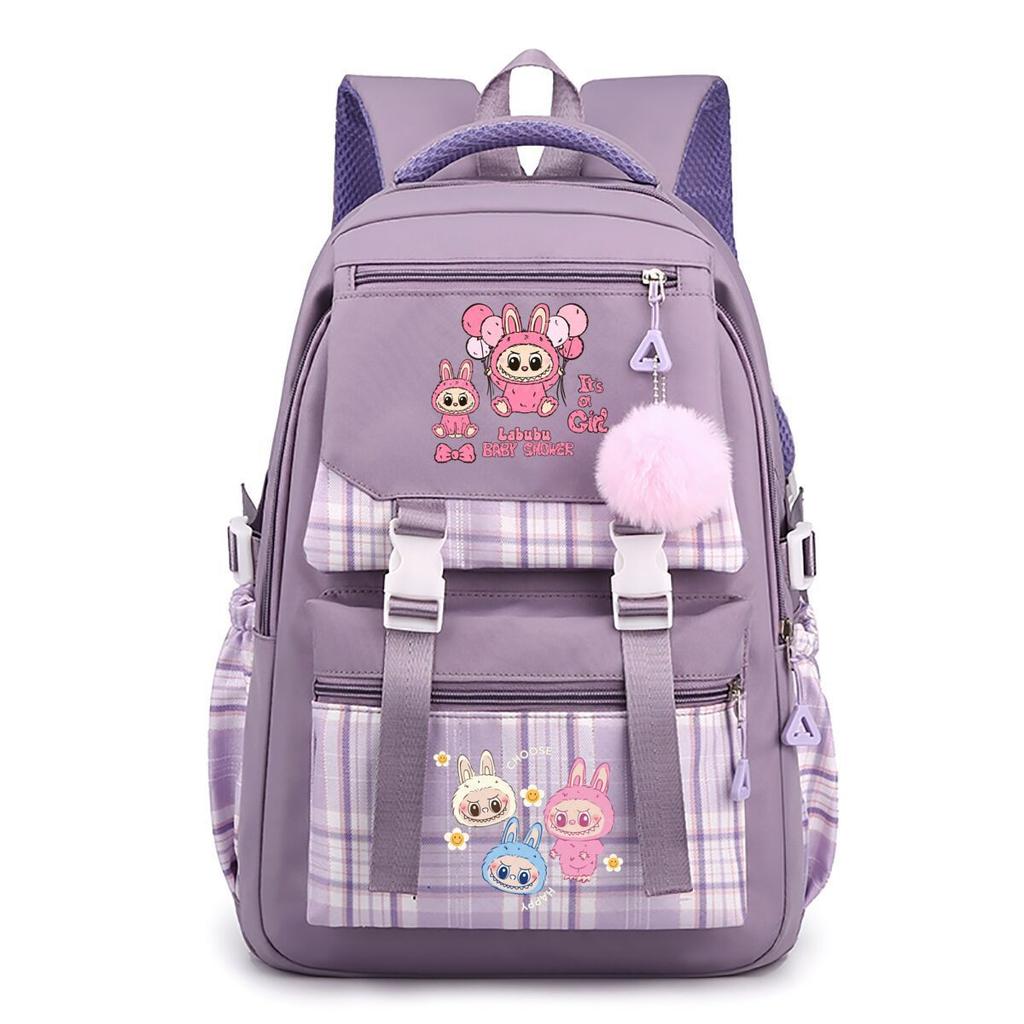 New Trend Labubu Printed Backpack Junior High School High School Student Large Capacity Student School Bag