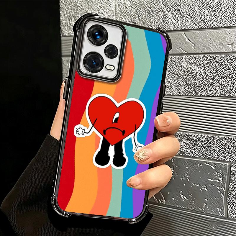 Bad Bunny Heart Plating Phone Case For Xiaomi Redmi Note 14 15 Pro Plus 13 12 11 11S 11T 10 9S 9 5G Anti-Fall Airabag Cover