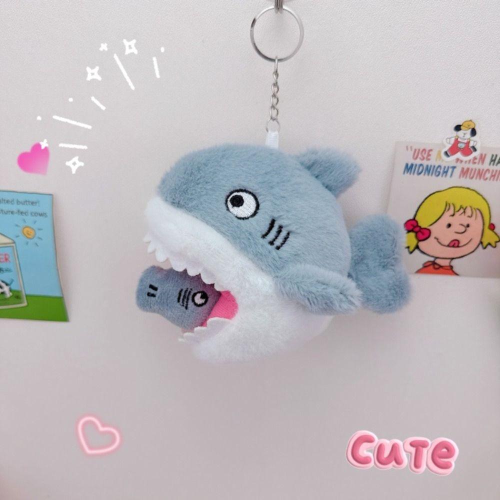 Cartoon Shark Blue Shark Pendant Stuffed Animal Plush Shark Keyring  Kids Gifts