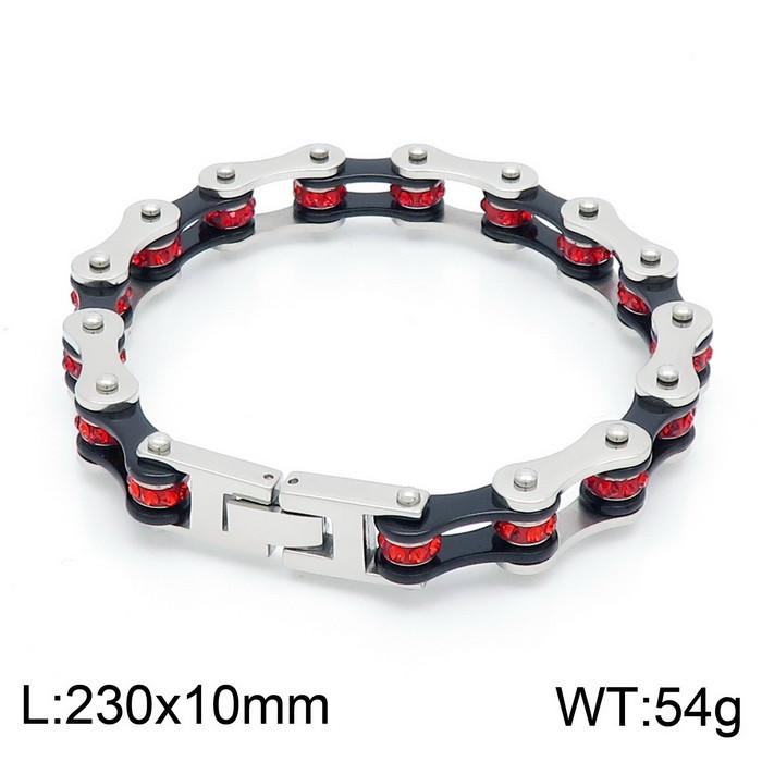 Chunky Stainless Steel Biker Bracelet For Men Women Hip Hop Inlaid Stone Bicycle Chain Bracelet High Quality Party Jewelry Gift
