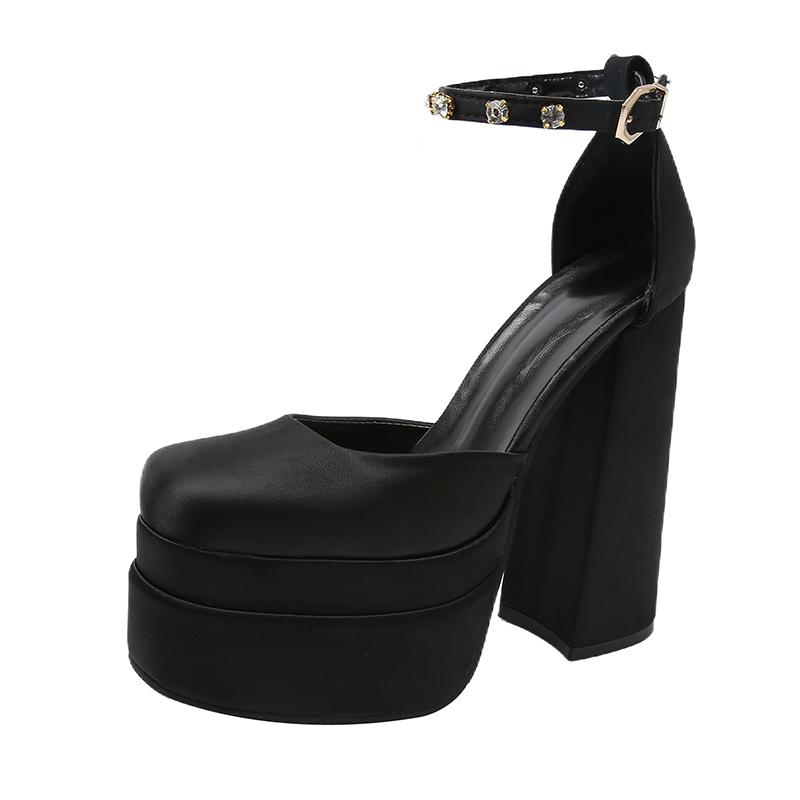 14.5cm Fashion Women Pumps Retro Mary Janes Chunky Heels Sandals Spring Platform Dress Party Wedding Basic Shoes Woman Big Size
