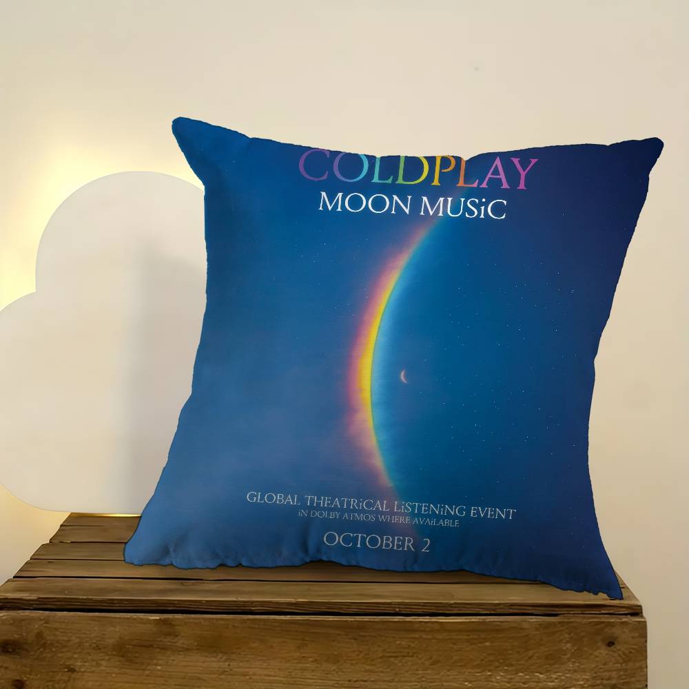 Band C-Coldplay Moon Music Maple Design Cushion Cover Happy Autumn Harvest Decor Holiday Decorati Pillow Cover