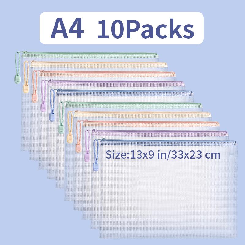 5/10/20/30PCS Mesh Zipper Bags Puzzle Bags With Zipper For Classrooms A4 A5 Chessboard Game Storage And School Office Supplies