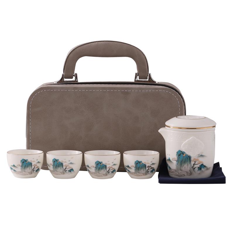 Panda-Themed Jade Tea Set 2024: Cultural Sichuan Travel Set - Perfect for Home, Outdoor Use & Gifts