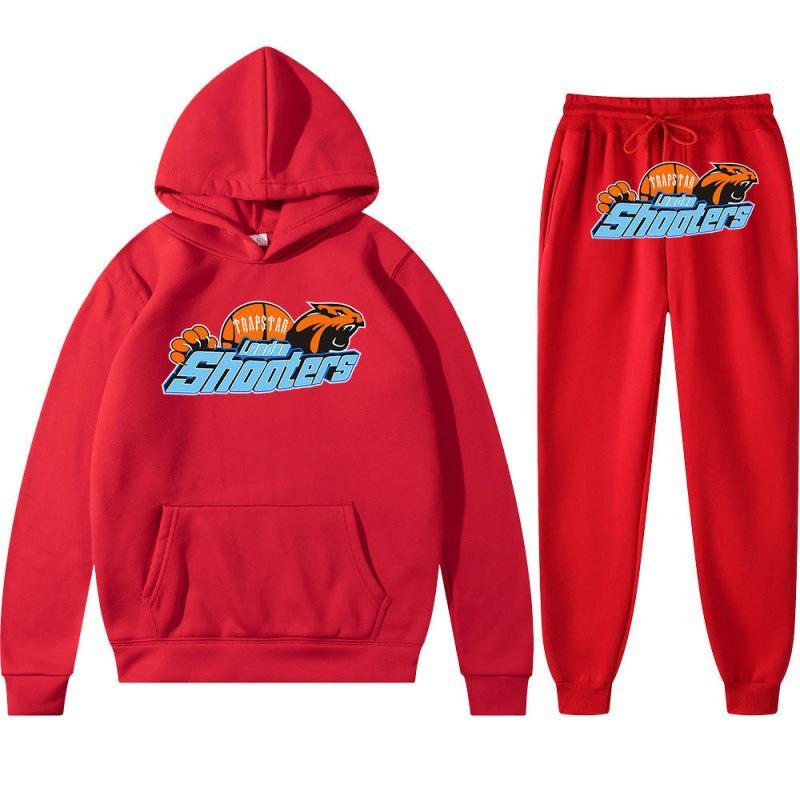 Printed Sportswear Men's Two-piece Loose Hooded Sweatshirt Set