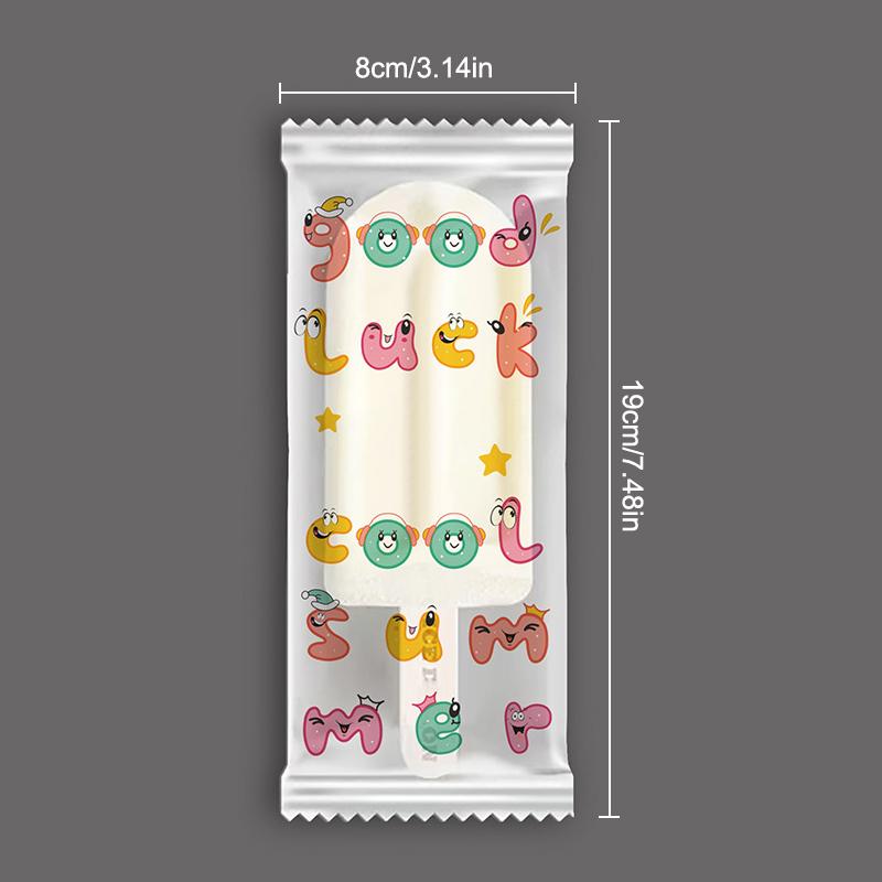 100Pcs Cute Cartoon Food Grade Ice Cream Bags Disposable Plastic Popsicle Protective Cover Storage Packing Bag Diy