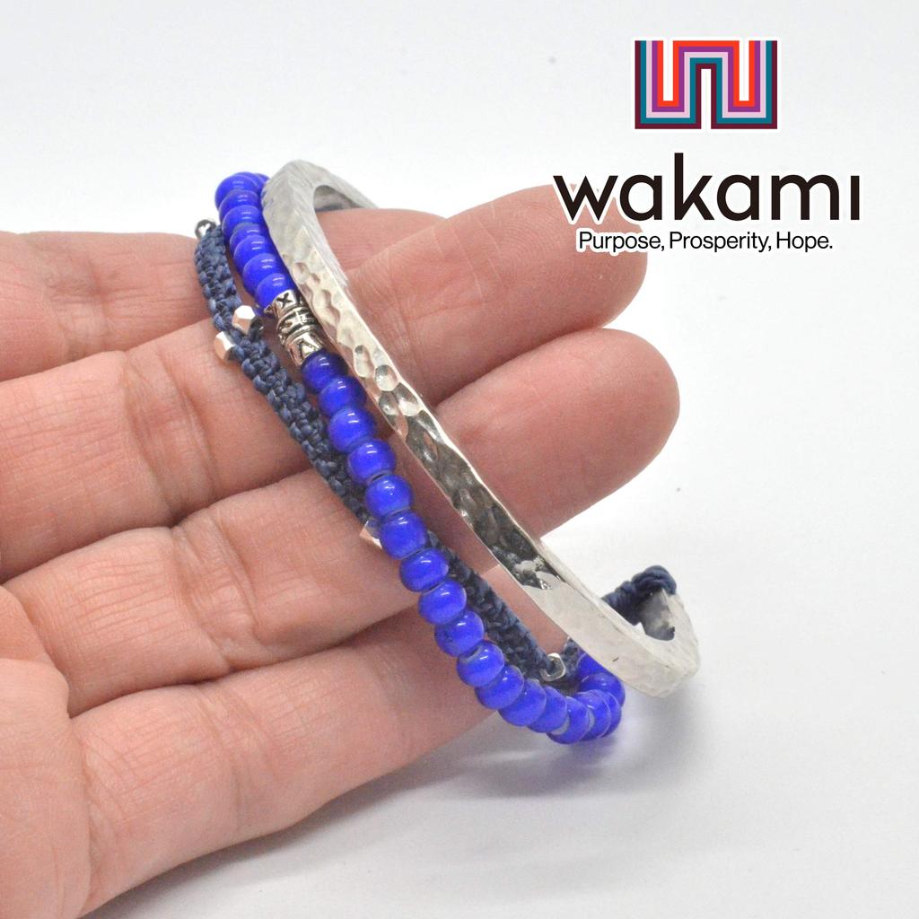Wakami Bead Set Bangle Bracelet Blue &