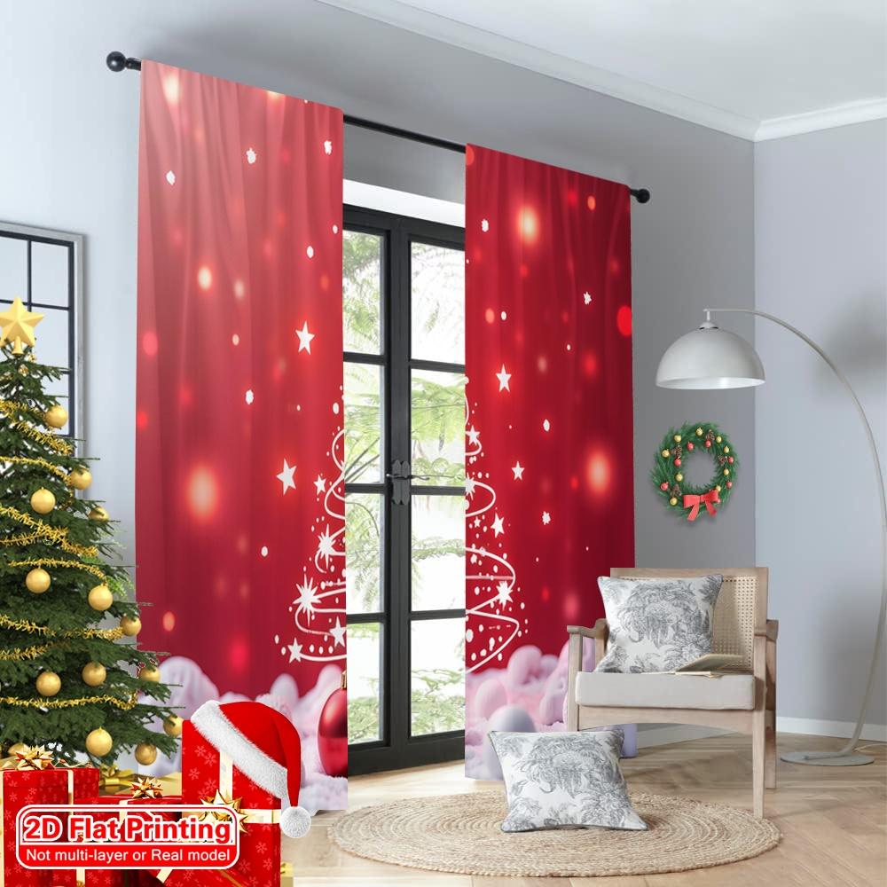 2pcs 2D Flat Printing Merry Christmas Popular Drapes Christmas Tree Lights Ornaments Polyester Without Electricity Festive