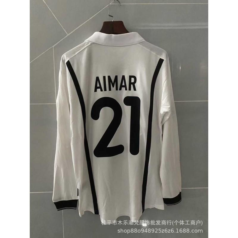 00-01 Valencia Home Long Sleeve Jersey 21 Aimar Retro Fan Version Adult Unisex Football Shirt