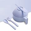 1 Set Multi-use Noodle Bowl Food Grade Heat-resistant with Lid And Tableware Kitchen Student Dormitory Use