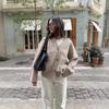 European and American knitted jacket women's niche design versatile solid color jacket casual loose single-breasted knitted cardigan