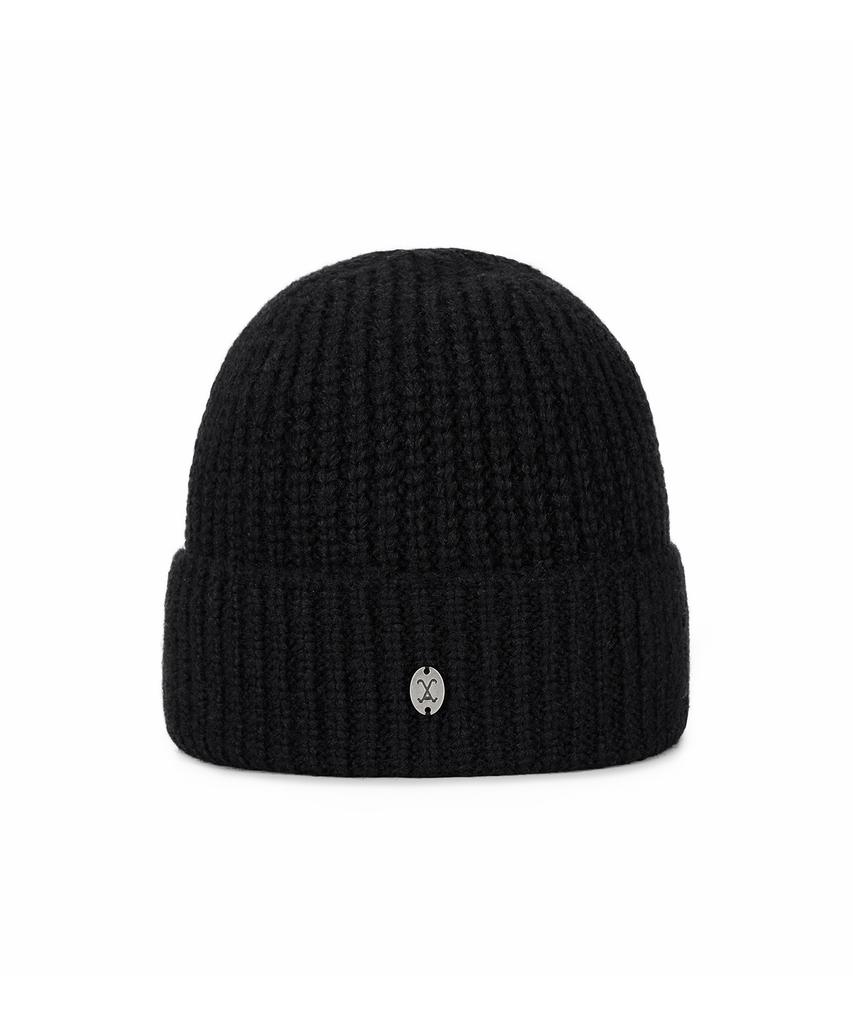 Bajal Va Curved Oval Metal Washed Beanie Black