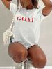 New 2026 Women's Casual GOAT Letter Print Short Sleeve T-Shirt - European & American Style