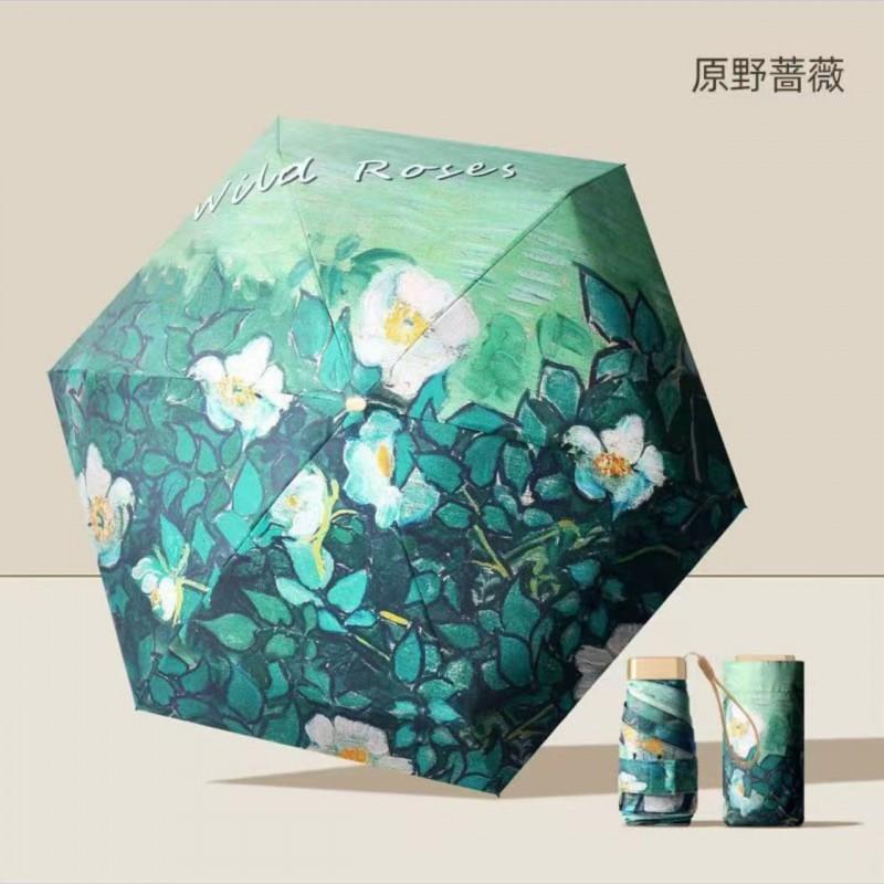 Compact 5-Fold Umbrella Women Lightweight Sun Rain Parasol UPF60 Portable Pocket Size Travel Accessory
