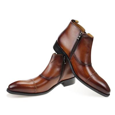 Men's Chelsea Boots Sizes 38-48 Zip Boot Vintage Fashion Business Place Social Shoes Handmade Custom 2024 Genuine Leather Boots
