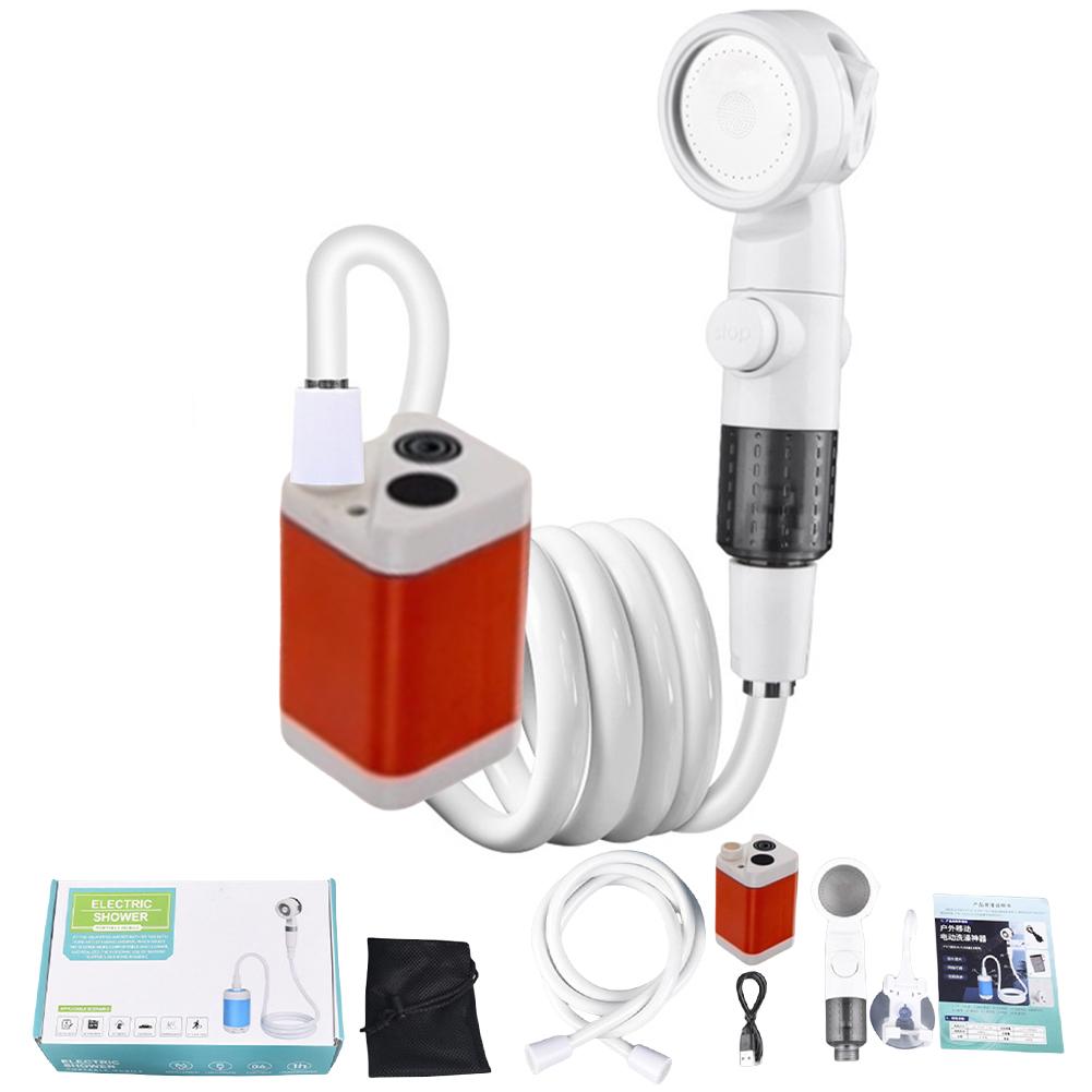 Outdoor Camping Shower Pump 4000mAh Rechargeable Shower Head Sprayer Portable Electric Shower Pump Set for Travel Camping Hiking