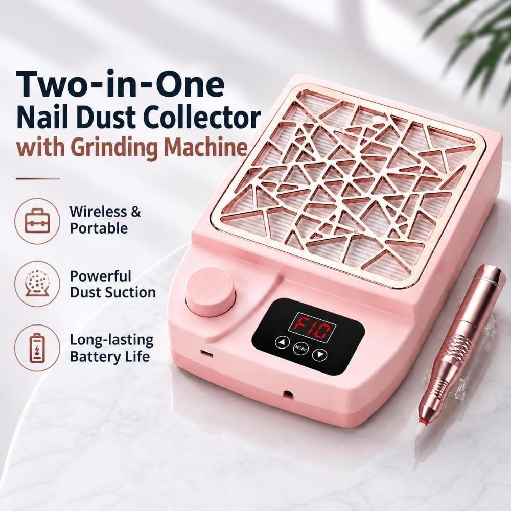 2-in-1 Nail Vacuum Cleaner Mini Nail Dust Machine Nail Tool Electric Nail Drill File Nail Grinding