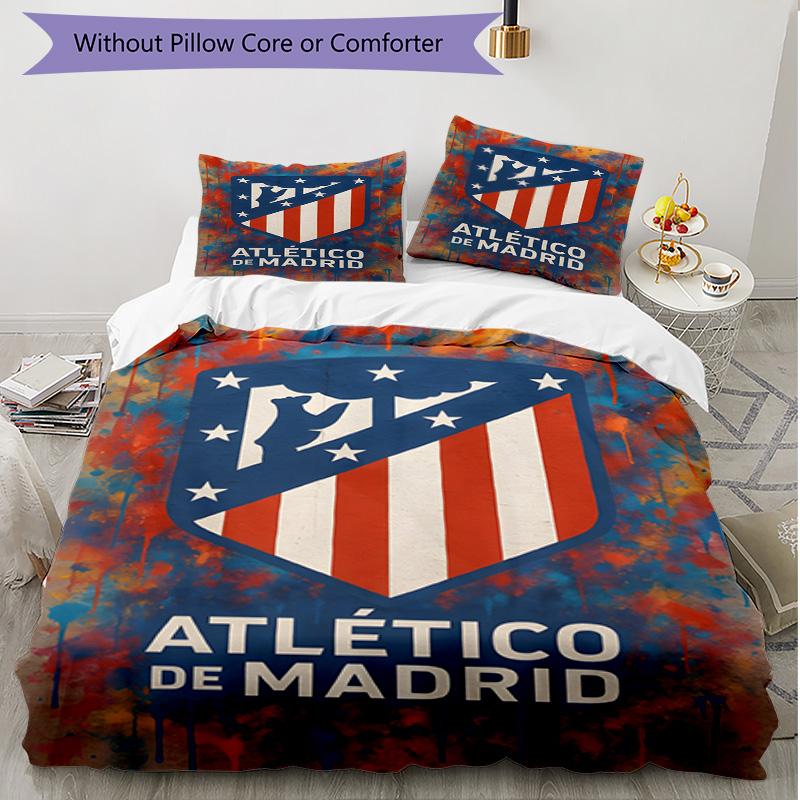 3pcs Duvet Cover Set (1*Duvet Cover + 2*Pillowcase, Without Core), football club Print Soft All‑Season Bedding Set, Home Bedroom Decor Gift