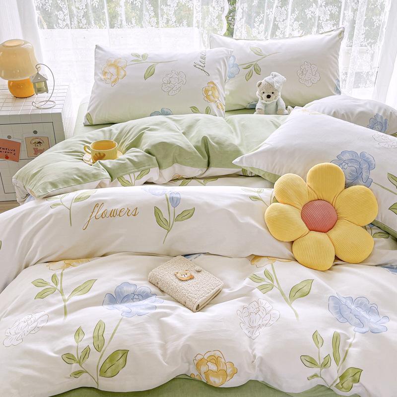 

Хлопок Высокого Качества 60 Нитей 4-Предметный Комплект Хлопок Длинноволокнистый Весенне-Летнее Покрывало Наматрасник Чистый Хлопок Студенческое Общежитие 2.0 Sheet 4pcQuilt Cover 200 * 230