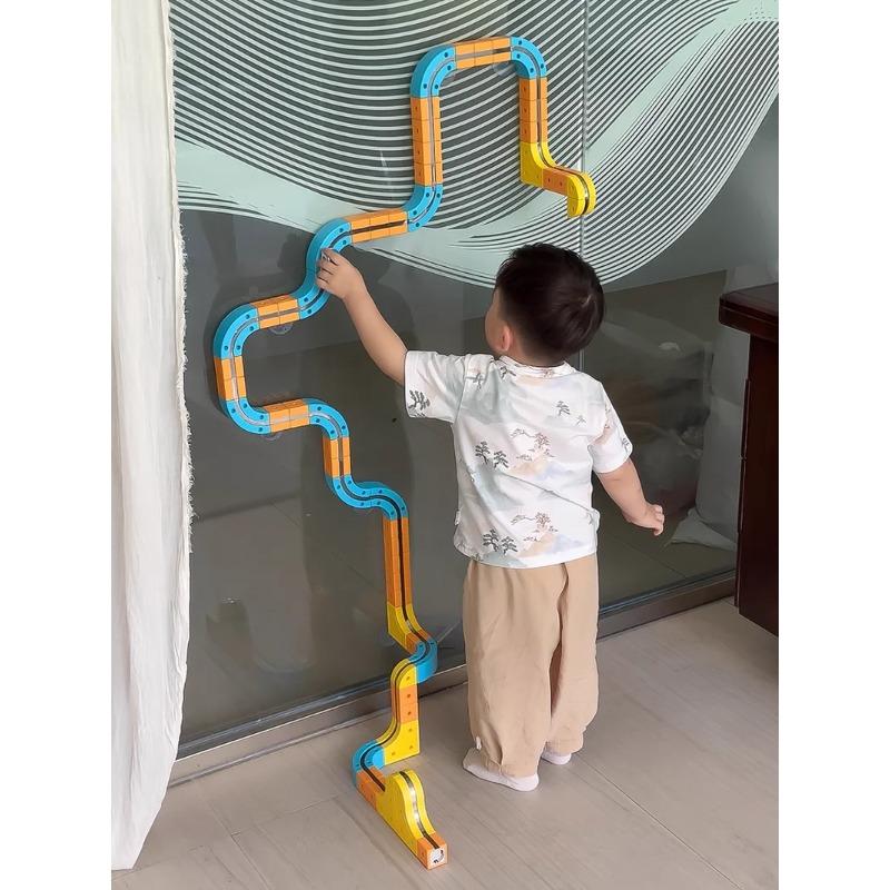 Electric Puzzle Magnetic Track Train Kids Cube Montessori Toy Construction Tracks Brain Development Learn Set DIY for Kid Friendly Entertaining Fun
