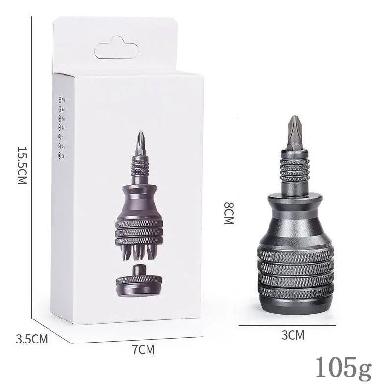 7-w-1 Przemysłowy Mini Zestaw Wkrętaków - Rękojeść ze Stopu Aluminium, Końcówki Phillips/Płaskie o Wysokiej Twardości, Wielofunkcyjne Narzędzie EDC