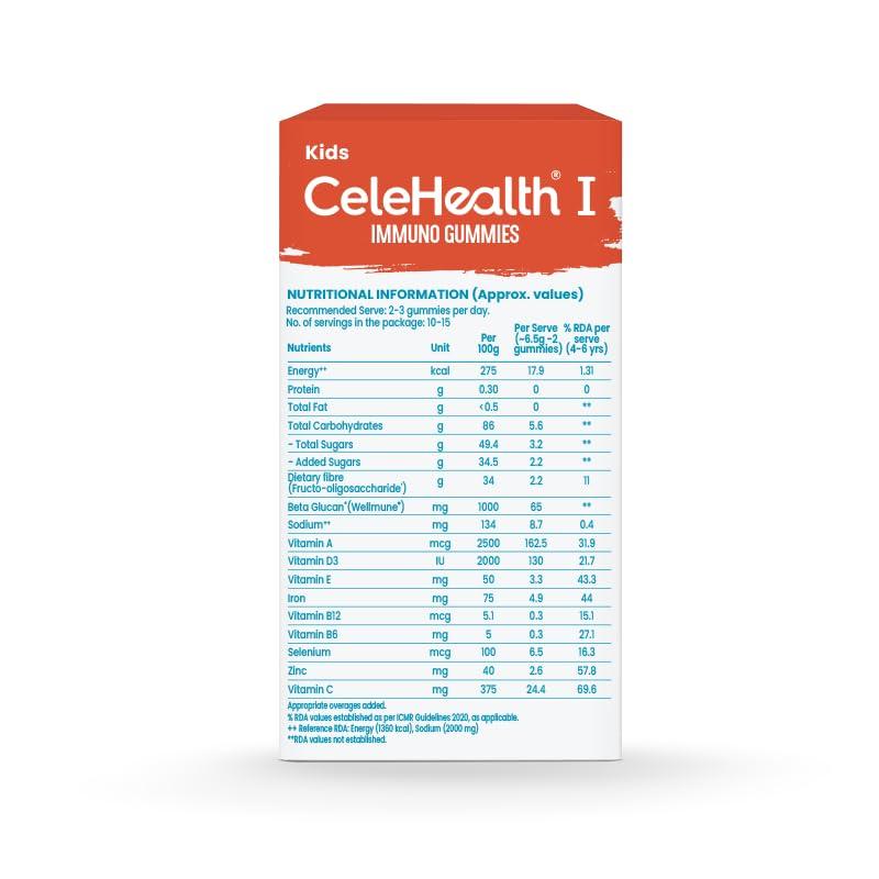Dr. Reddy's Kids CeleHealth Immunity Gummies with Wellmune, Vitamin C & Zinc, Pink Guava Flavour, 30 Gummies Pack